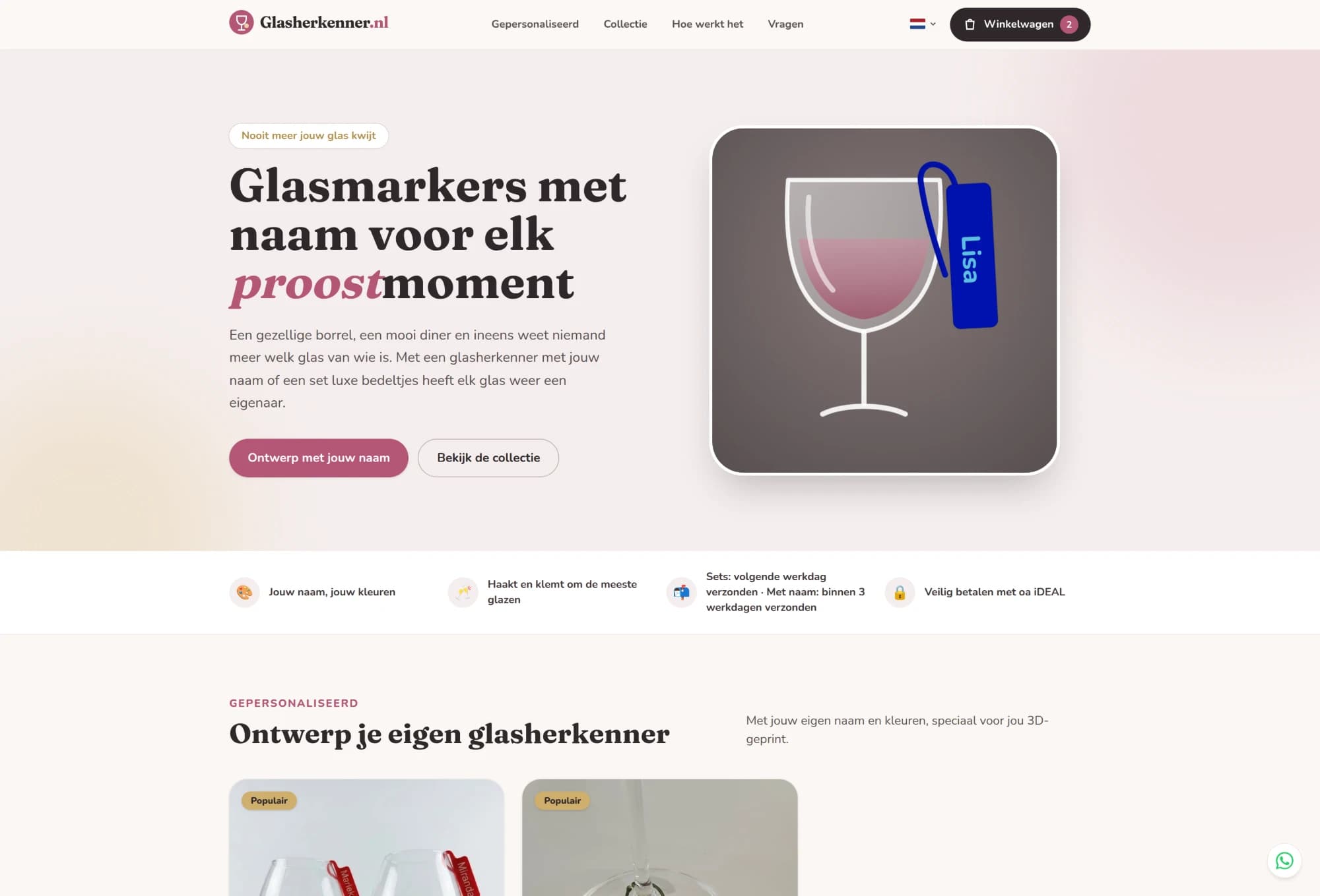 De homepage van Glasherkenner.nl
