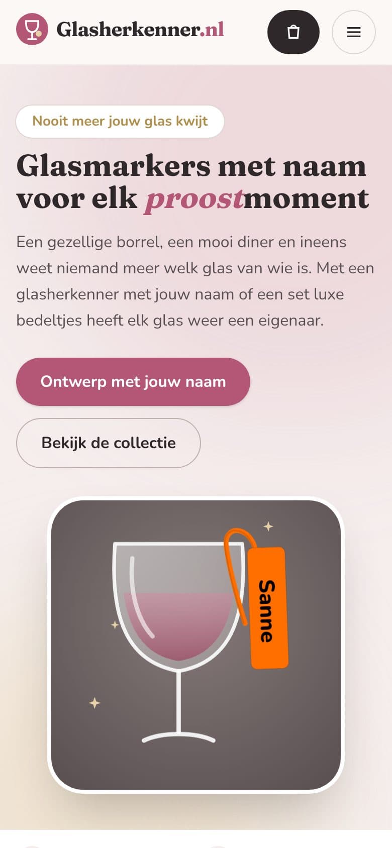 Glasherkenner.nl op een telefoon